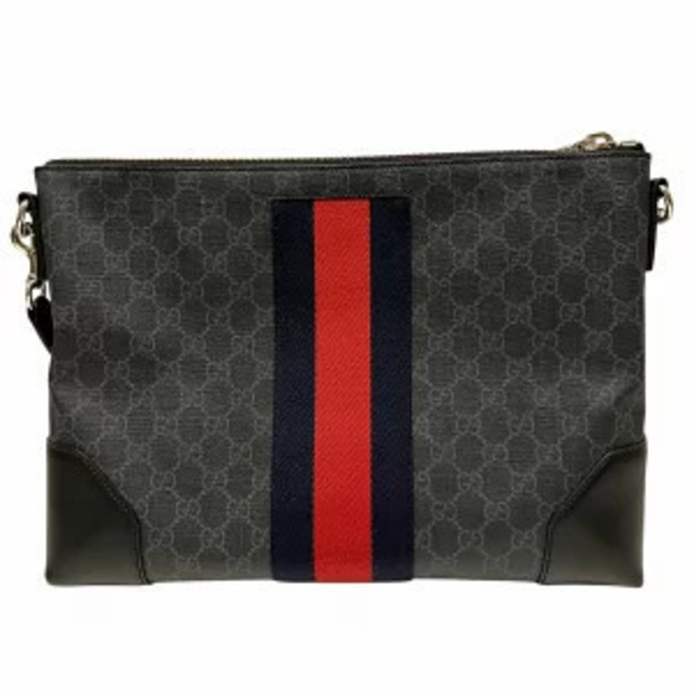 Gucci Canvas Supreme GG Bag Shoulder Leather Black